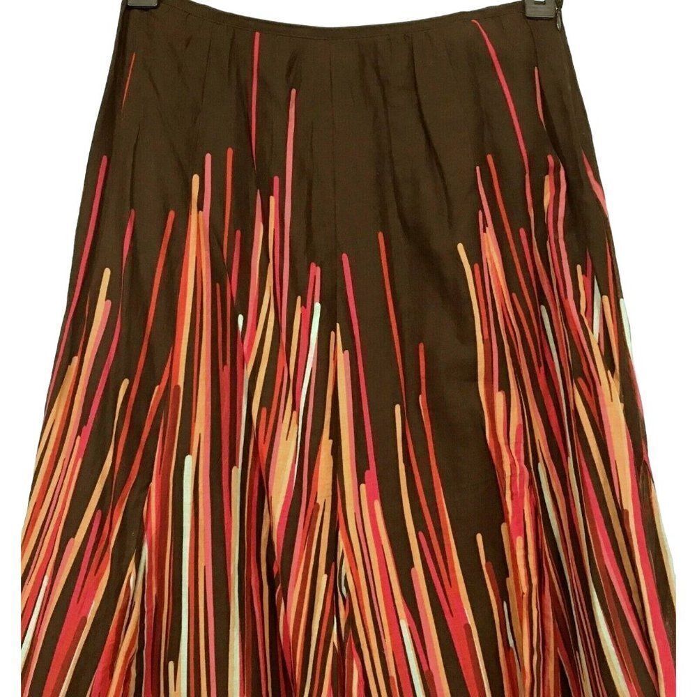 Calvin Klein Multi Color Mod Vertical Stripe Lined Tulip Midi Skirt Sz 4